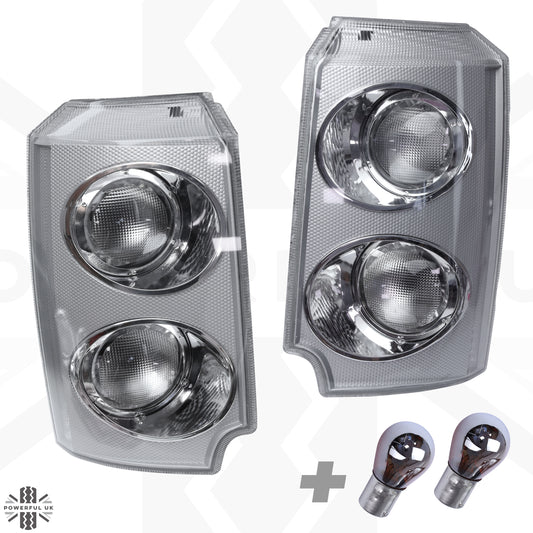 Front Side Light / Indicator Assembly for Range Rover L322 - Clear Indicator/Silver Body - PAIR
