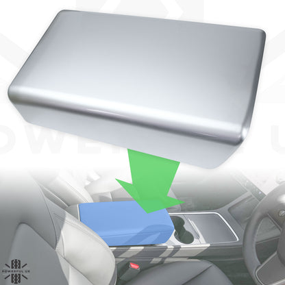 Centre Armrest Cover in Silver for Tesla Model 3 & Y