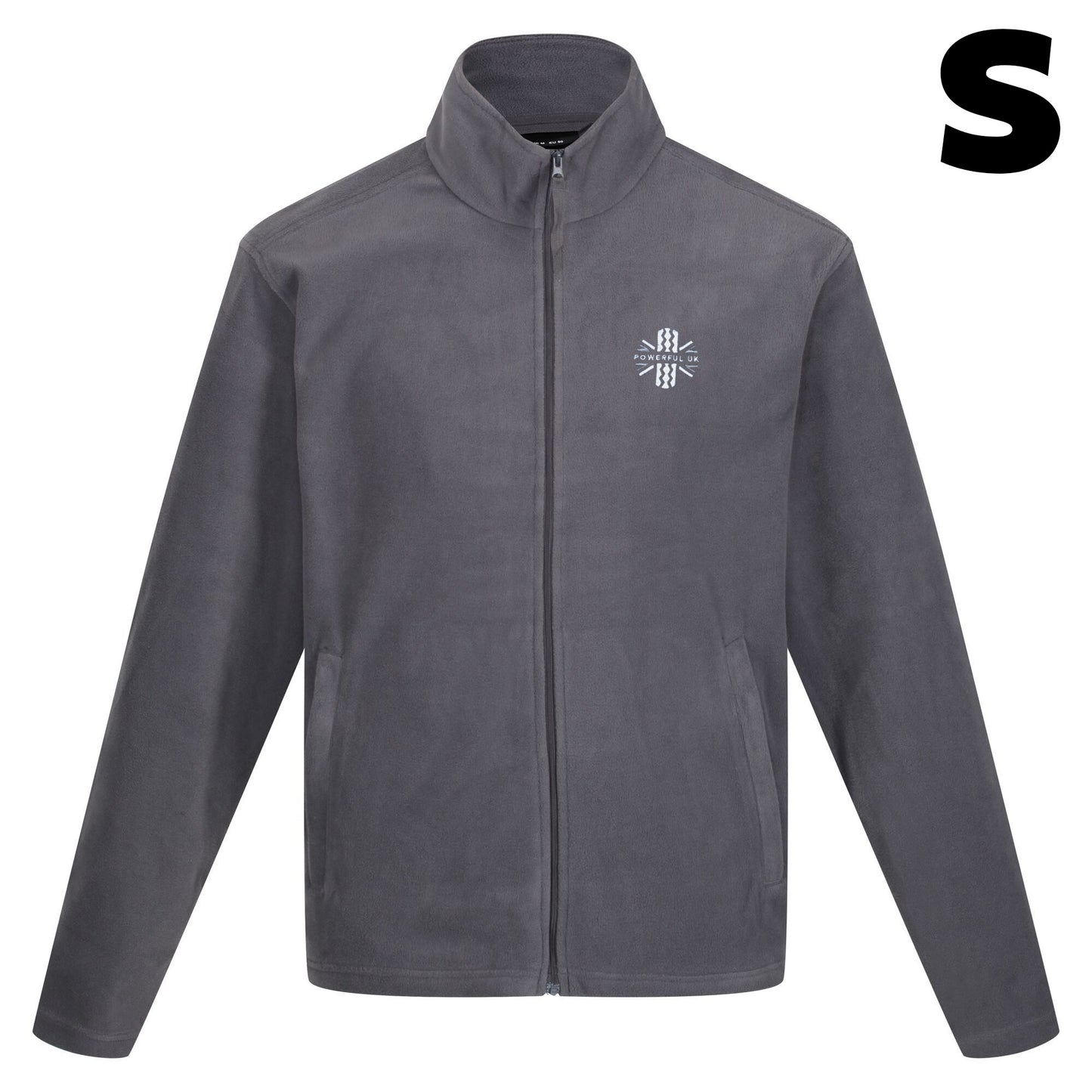 Embroidered Fleece Powerful UK Ltd "Merch" - Seal Grey - SMALL