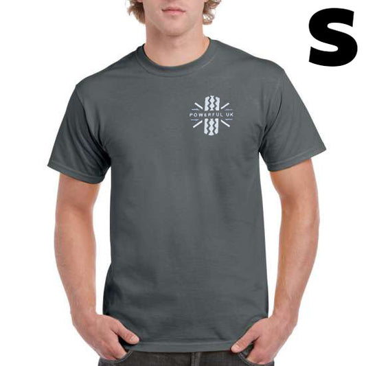 Embroidered T-Shirt Powerful UK Ltd "Merch" - Charcoal Grey - SMALL