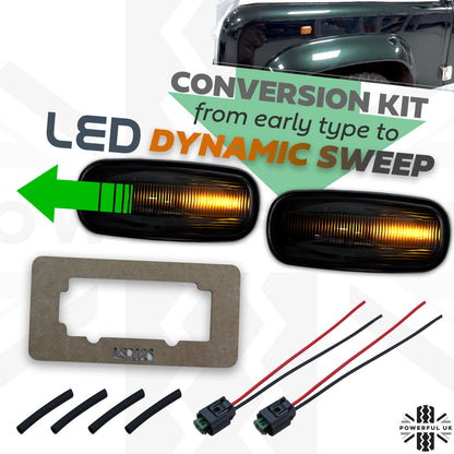 Side Repeaters Conversion Kit - LED - Smoked - Dynamic Sweep for Land Rover Defender