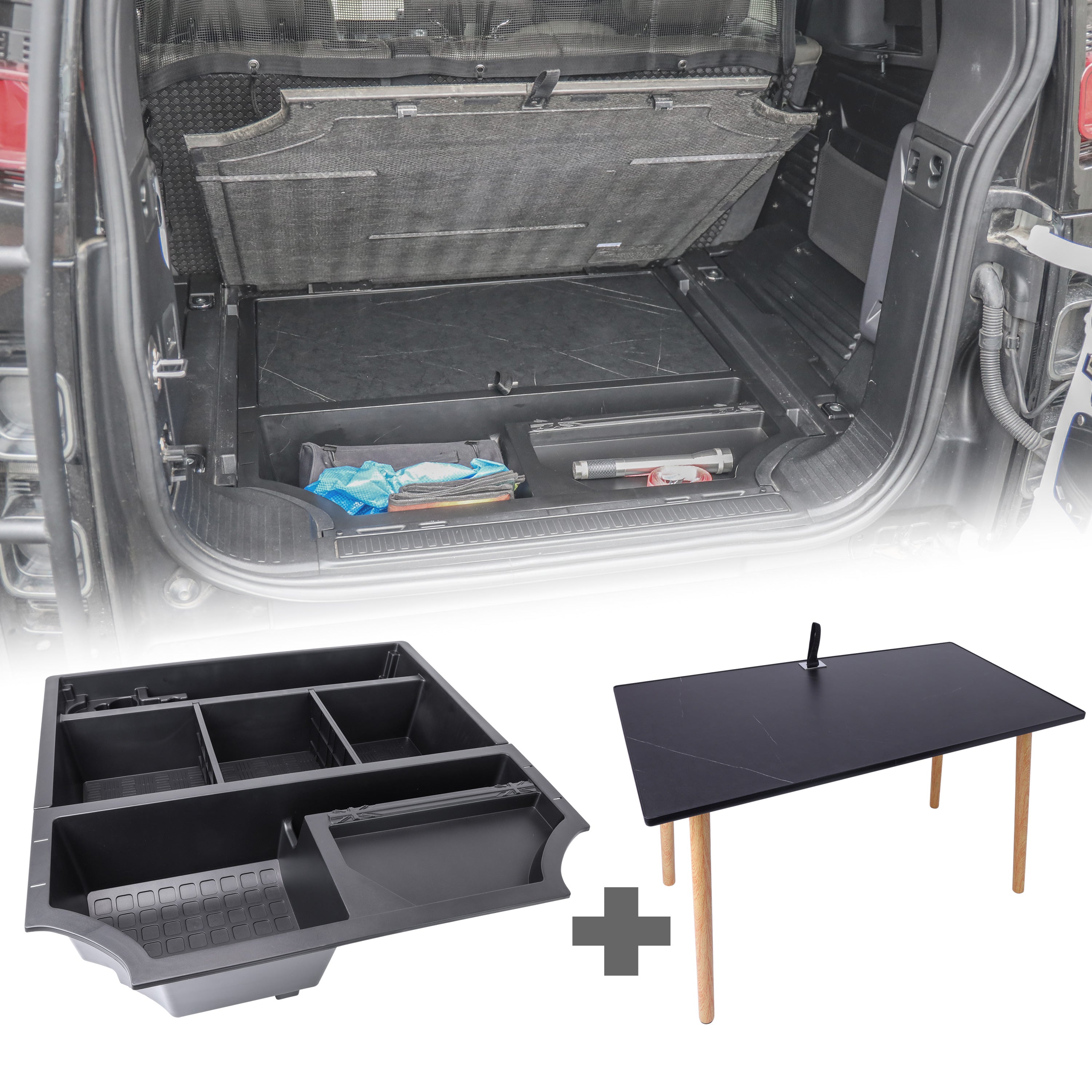 Under Boot Floor Storage Box + Table for Land Rover Defender L663