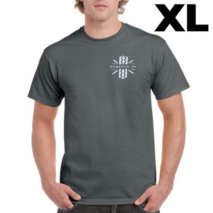 Embroidered T-Shirt Powerful UK Ltd "Merch" - Charcoal Grey - EXTRA LARGE
