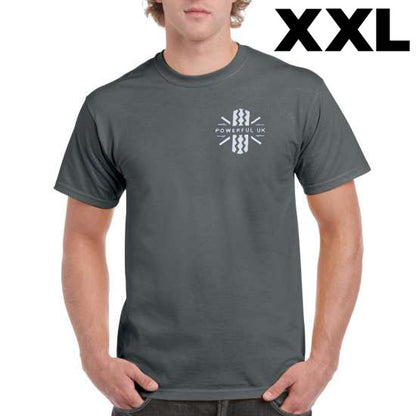 Embroidered T-Shirt Powerful UK Ltd "Merch" - Charcoal Grey - XXL