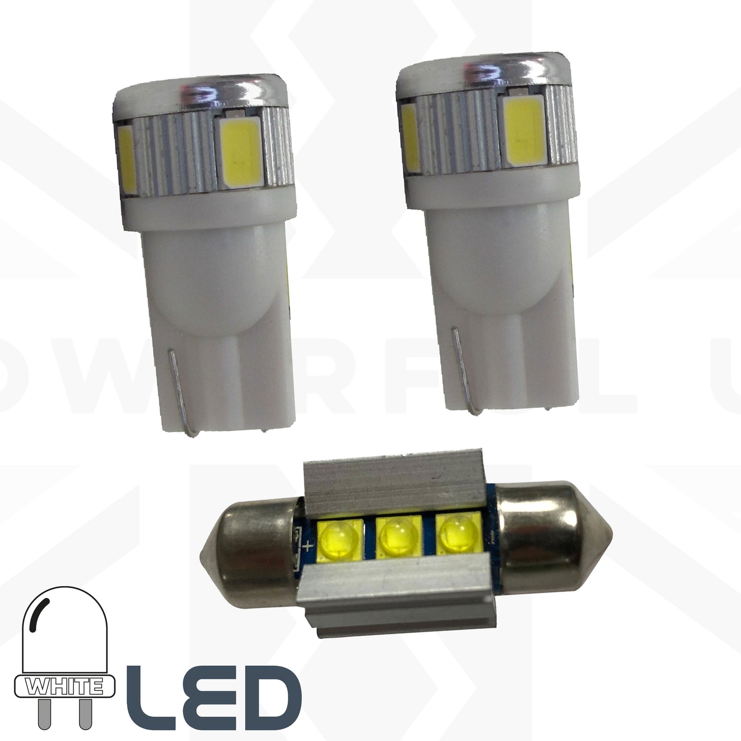 Interior Light LED Upgrade Kit - 3pc - White - for Nissan Navara NP300