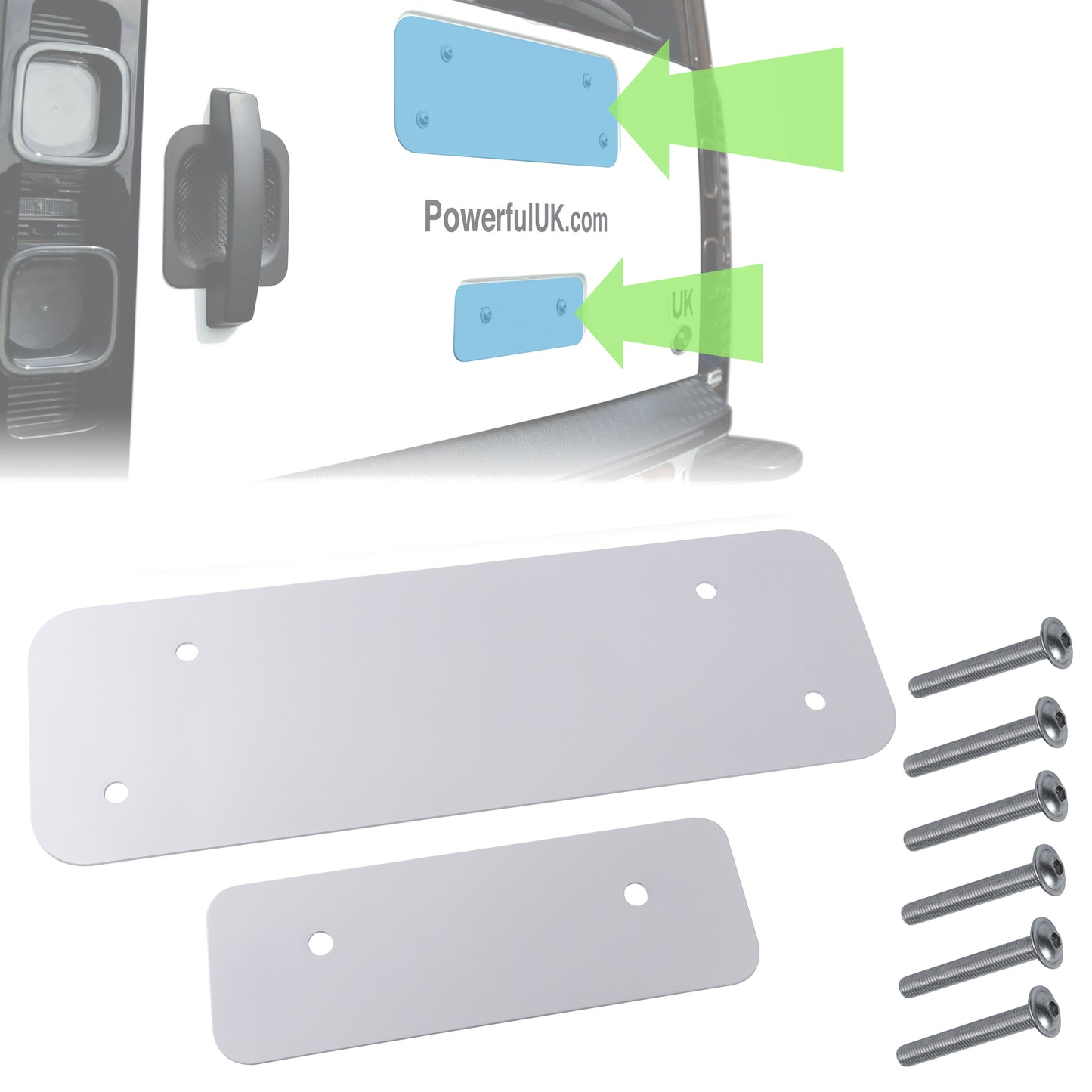 Spare Wheel Delete Kit for Land Rover Defender L663 (Aluminium Panel/Exposed Bolts) - White