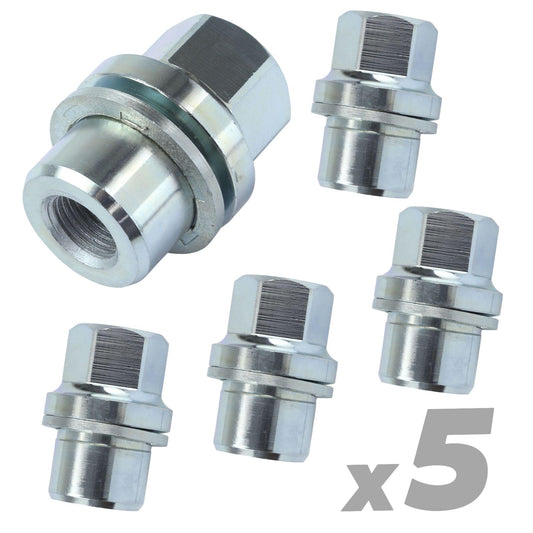 Silver Alloy Wheel Nuts 5pc kit for Land Rover Classic Defender - Alloy wheel type