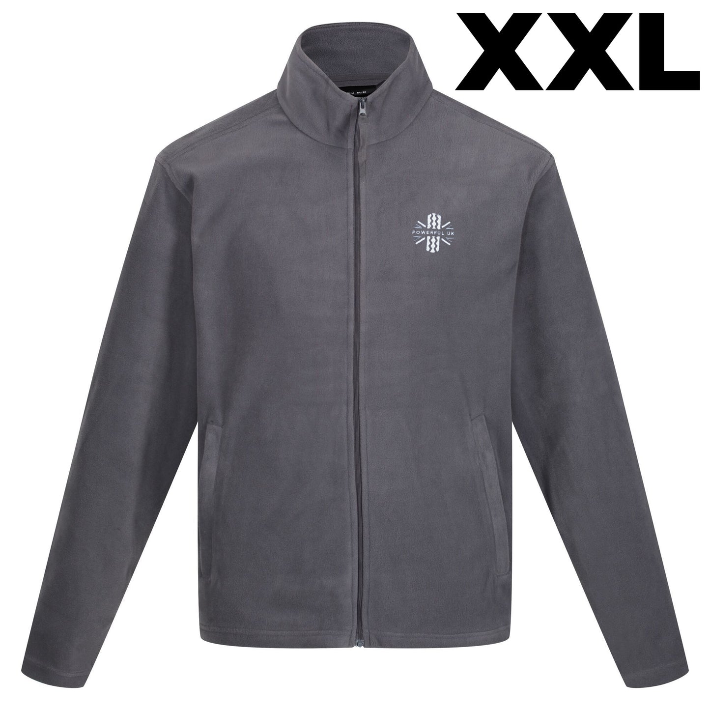 Embroidered Fleece Powerful UK Ltd "Merch" - Seal Grey - XXL