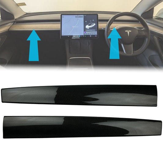 Front Dashboard Panel Covers in Carbon Fibre Effect for Tesla Model 3 - 2pcs
