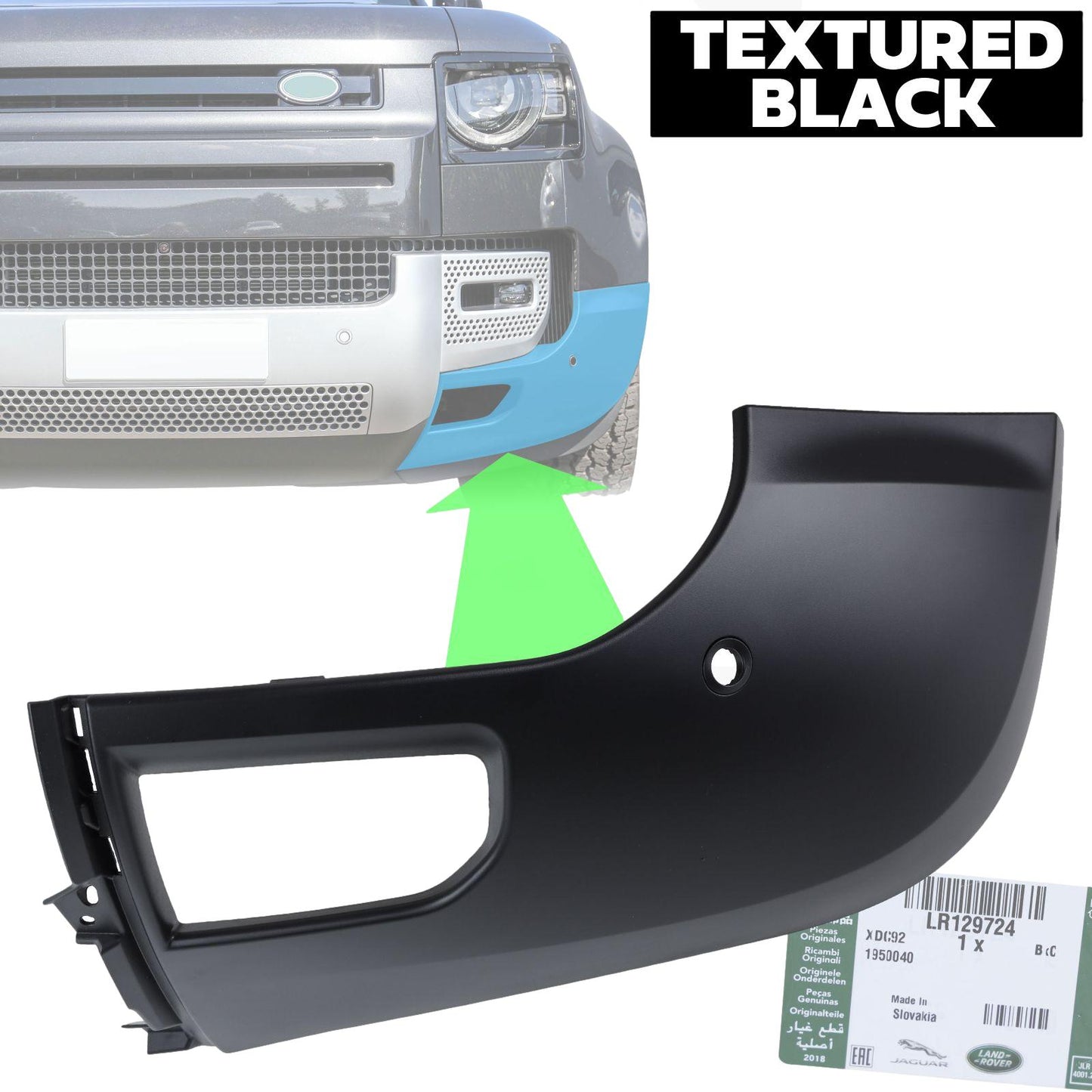 Genuine Front Bumper Corner for Land Rover Defender L663 (Textured) - LEFT