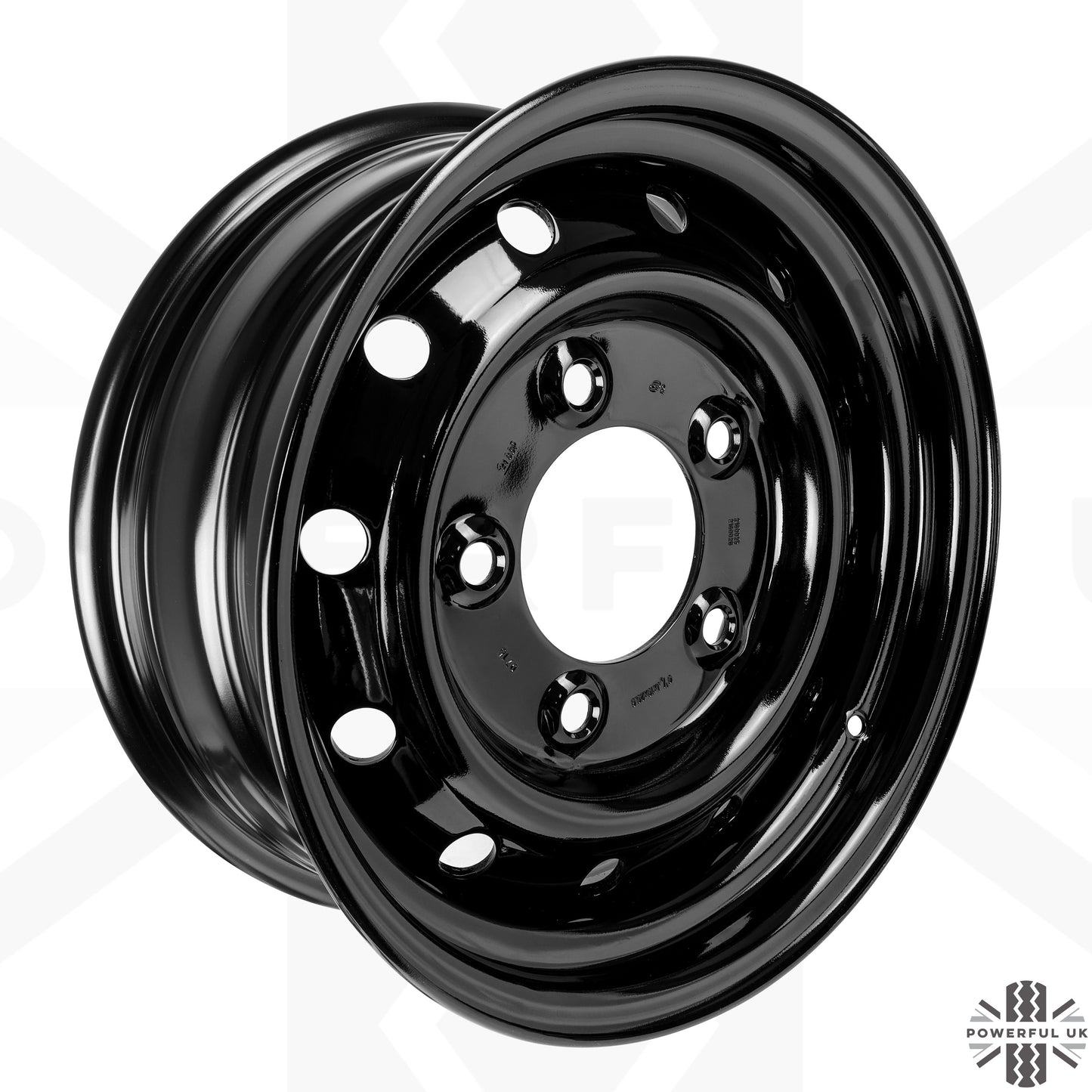 Genuine 16" Steel Wheel - Gloss Black - for Classic Land Rover Defender Heritage