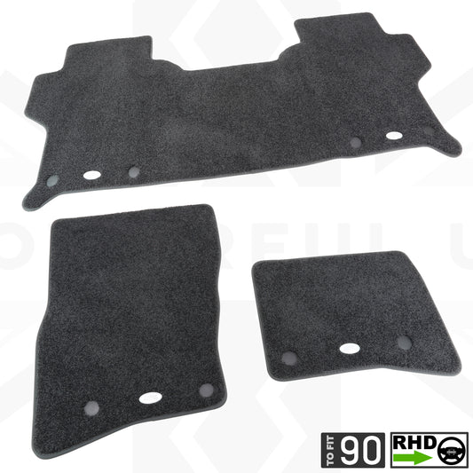 Black Carpet Floor Mat Set - Genuine - for Land Rover Defender L663(90 models) - RHD