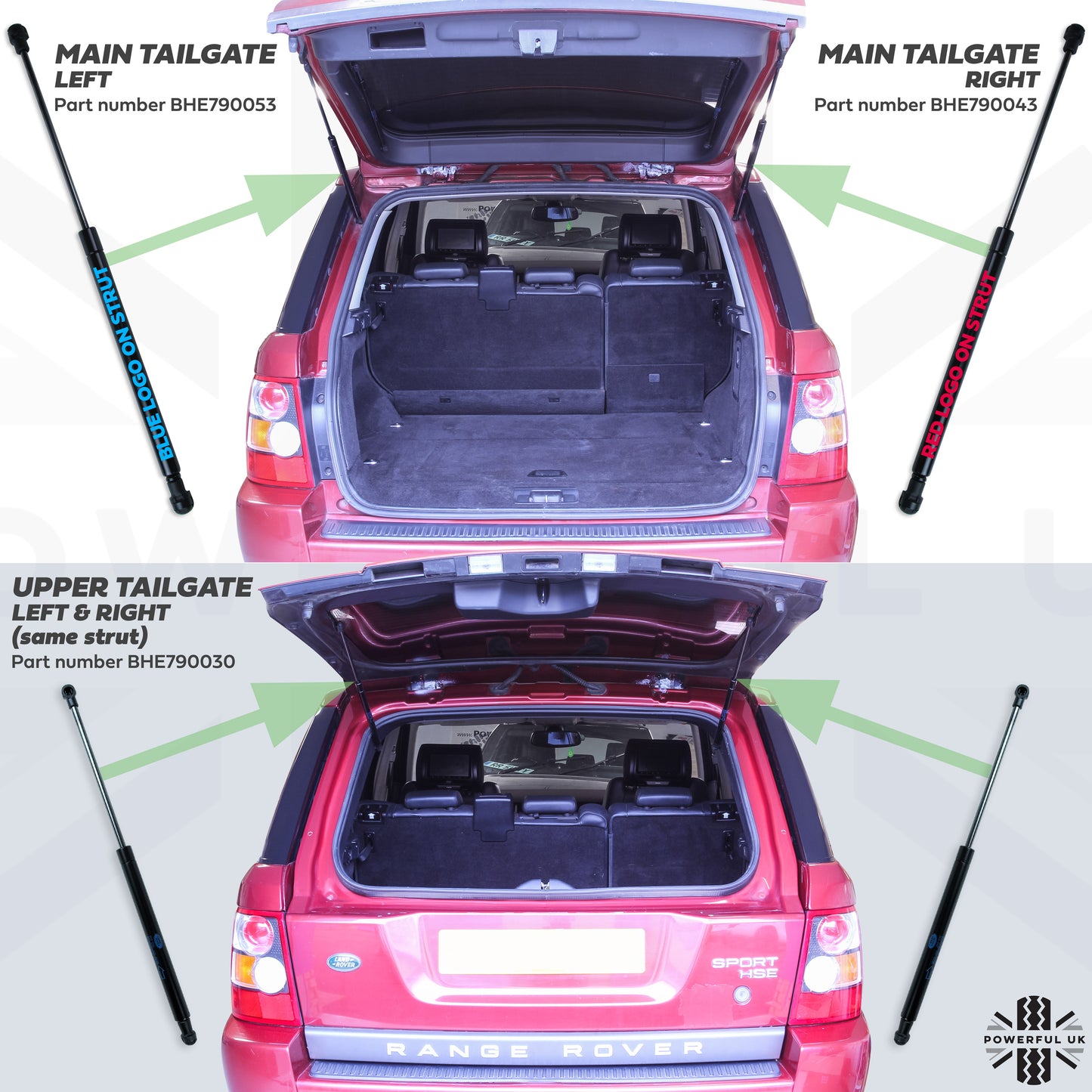 Tailgate Gas Strut 4pc Kit for Range Rover Sport L320 2005-11 - Genuine