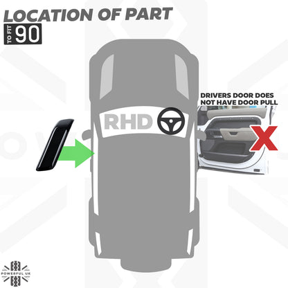 3pc Gloss Black Interior Trim Kit (Centre console & door pull) for Land Rover Defender 90 - RHD