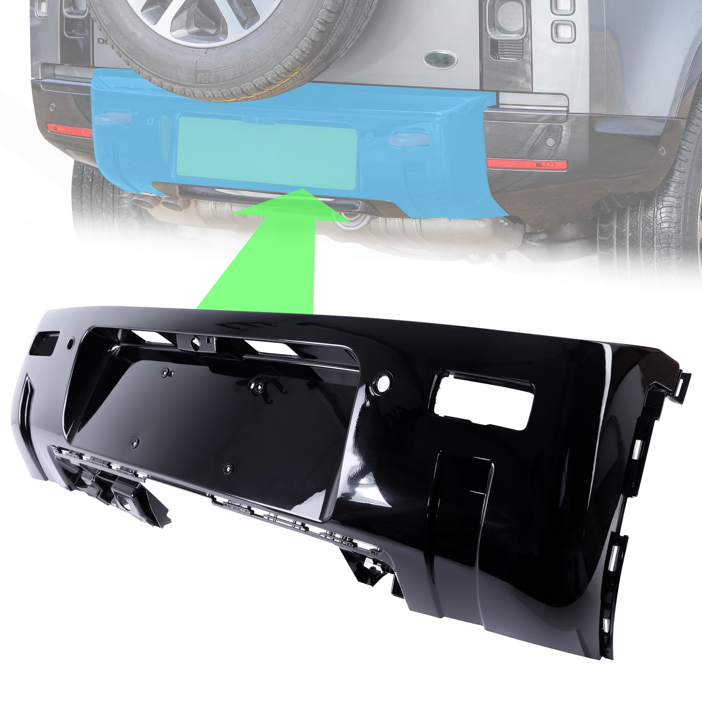 Rear Bumper for Land Rover Defender L663 - Gloss Black