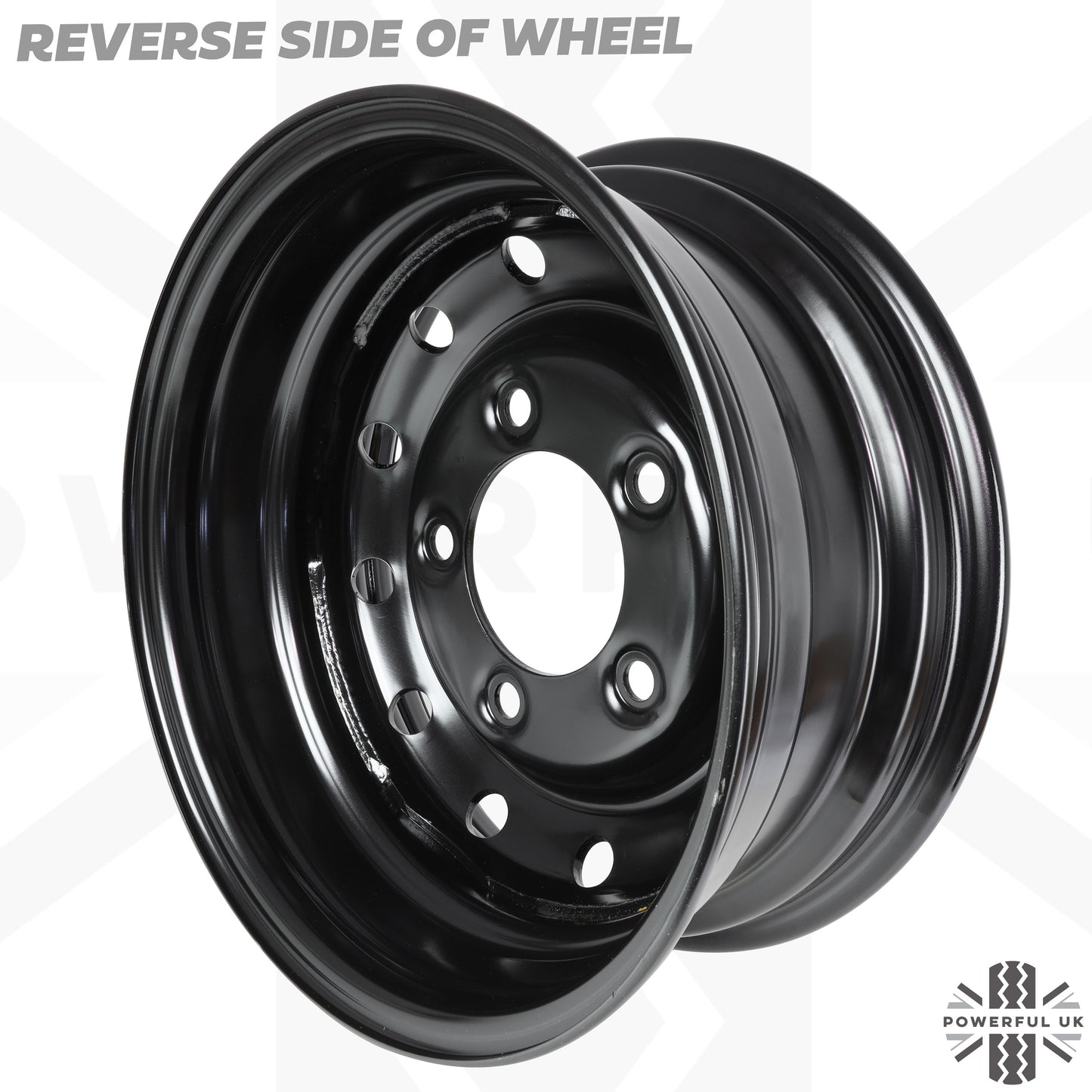 Genuine 16" Steel Wheel - Gloss Black - for Classic Land Rover Defender Heritage