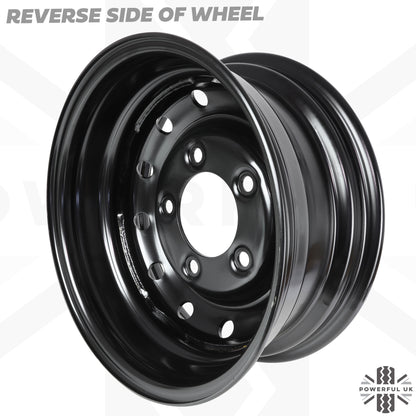 Genuine 16" Steel Wheel - Gloss Black - for Classic Land Rover Defender Heritage