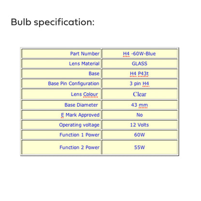 H4 Halogen Headlight Bulbs - 60W/55W Ultra-White - PAIR for Toyota Hilux M4 & M5