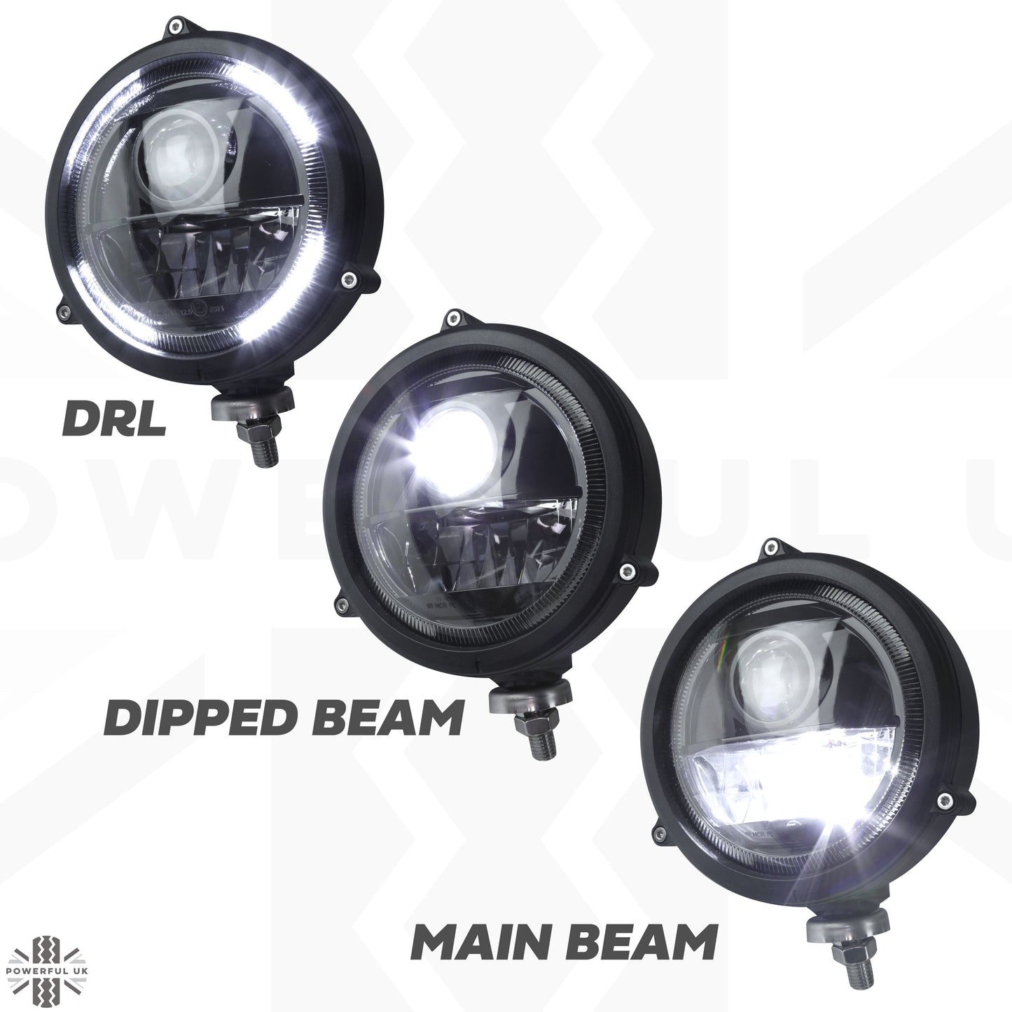 6" LED Bottom Mount Round Headlight with DRL - LHD - Single Lamp