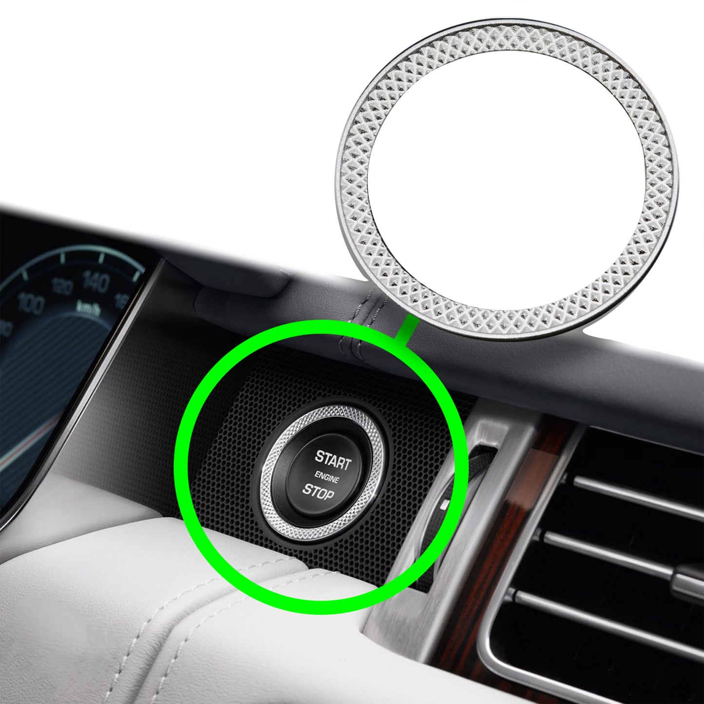 Start / Stop Chrome Metal Button Surround Trim for Land Rover Discovery 5
