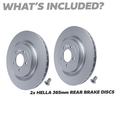 2x Hella 365mm Rear Brake Discs for Land Rover Discovery 5