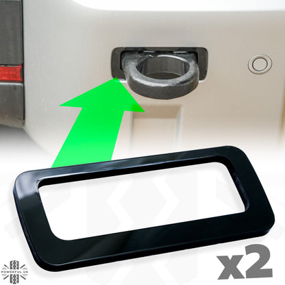Rear Bumper Tow Loop Finisher Inserts - BLACK - for Land Rover Defender L663