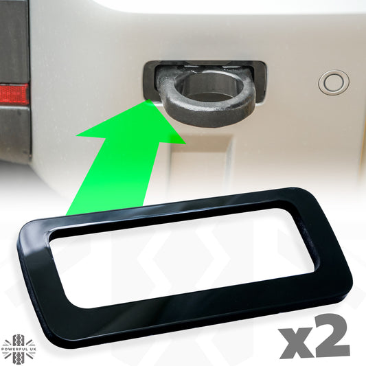 Rear Bumper Tow Loop Finisher Inserts - BLACK - for Land Rover Defender L663