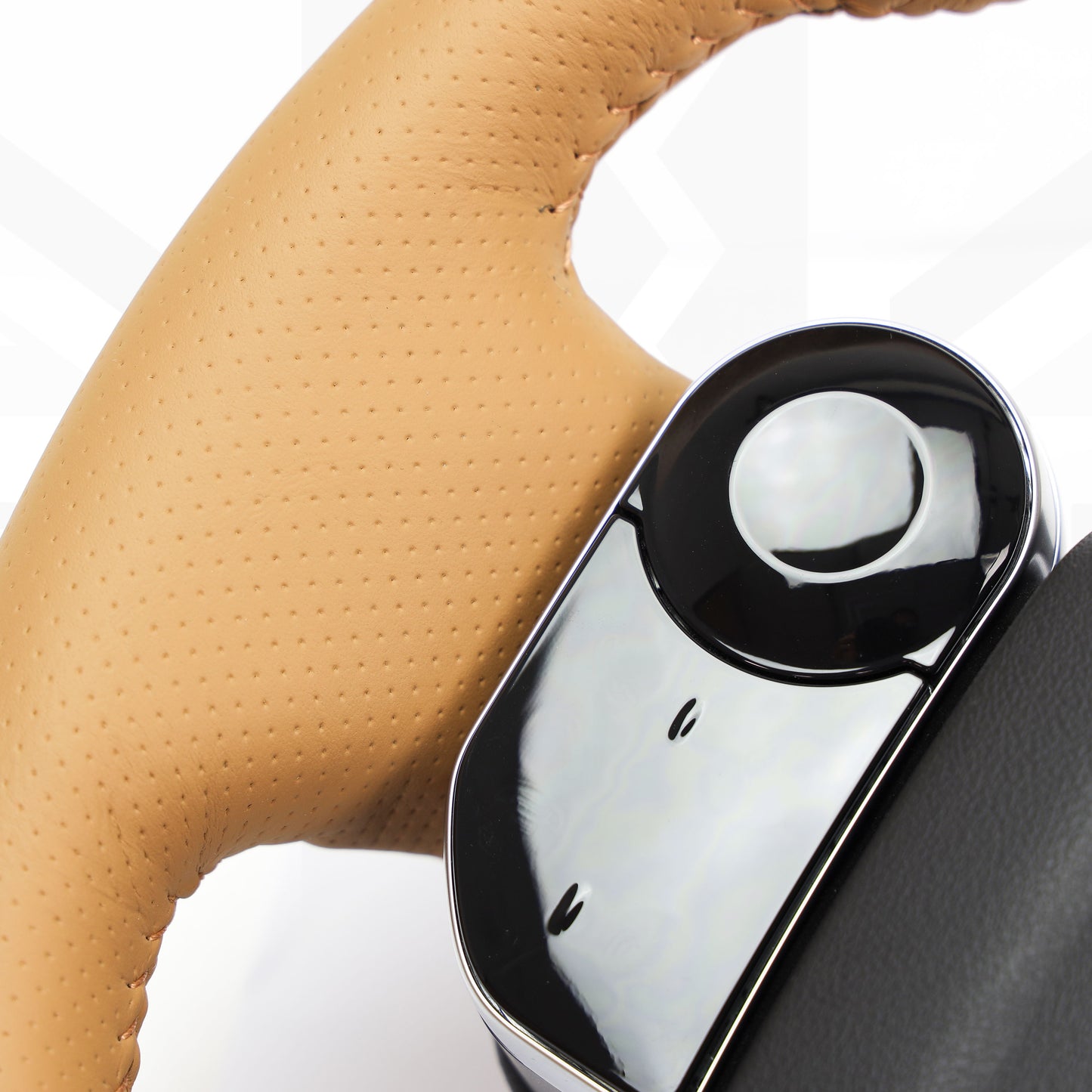 Range Rover Sport L494 SVR Steering Wheel - Heated - Carbon Insert - Sport Grip - Vintage Tan Perf Leather