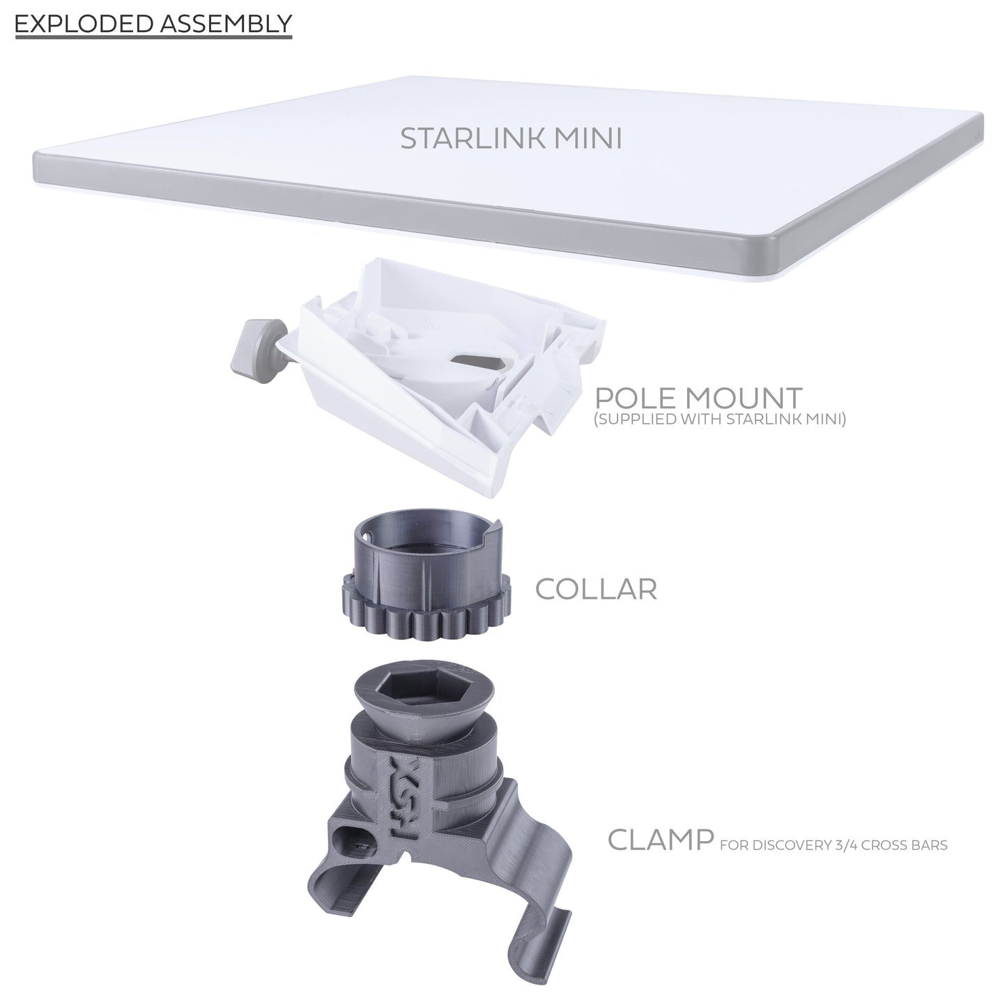 Starlink Mini Mount for Land Rover Discovery 3/4 Cross Bars (for EARLY type Starlink mount)