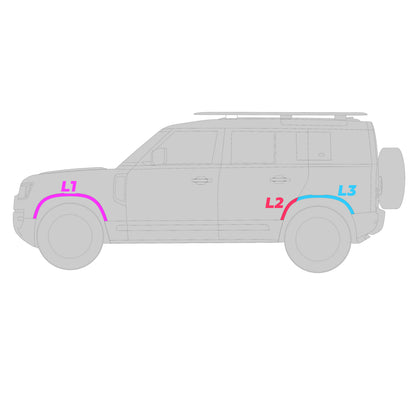 Wheel Arch Section - Standard Width - Rear Left (L2) for Land Rover Defender L663(110 & 130) - Gloss Black