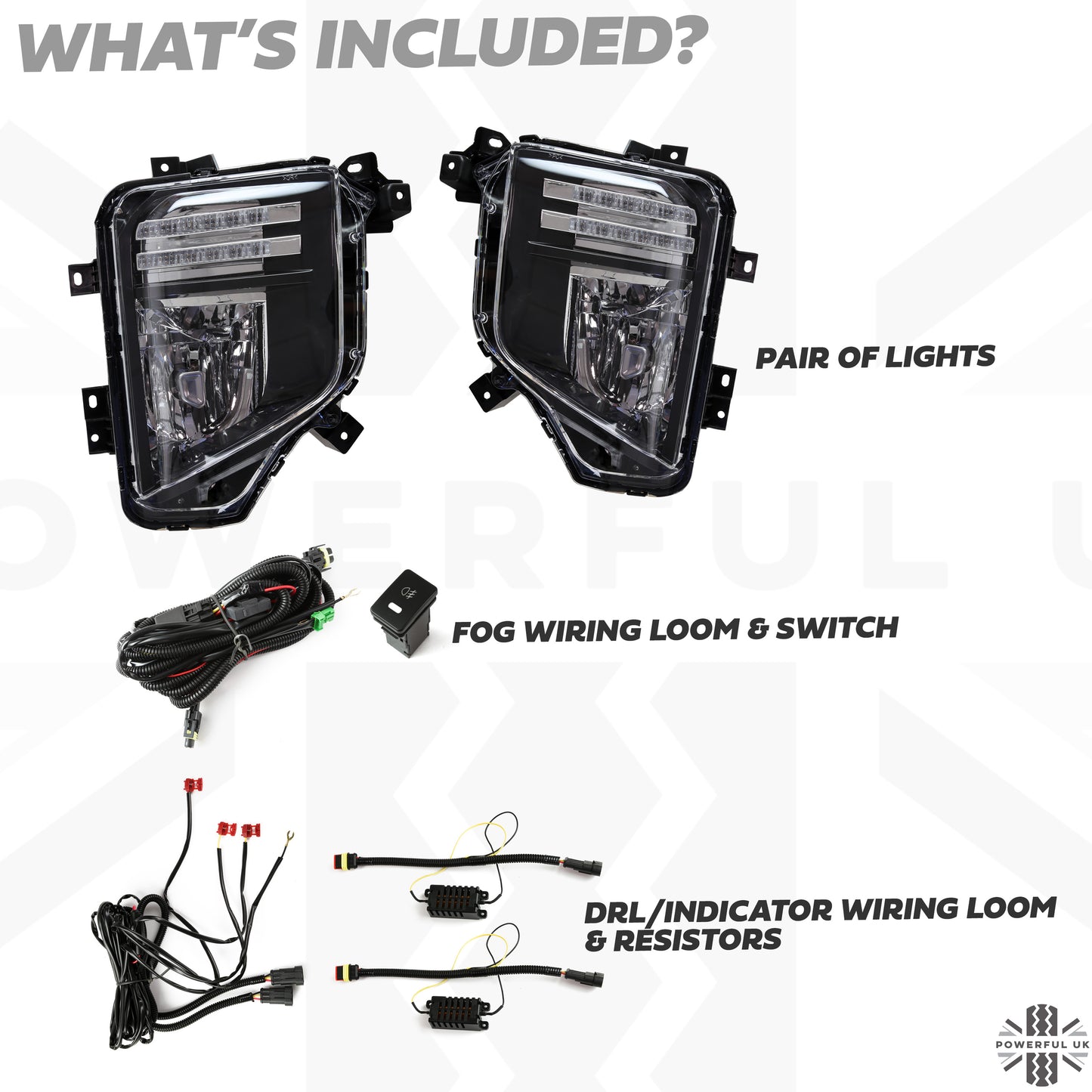 Front Fog/DRL/Indicator Kit for Mitsubishi L200 Series 6 2019+ (LED DRL & Indicator version)