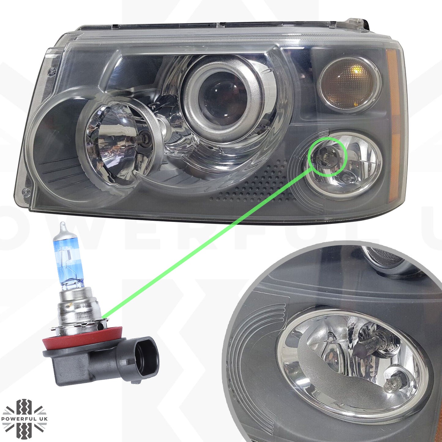 OSRAM H8 Cornering Lamp Bulbs for Range Rover Sport L320 2005-09