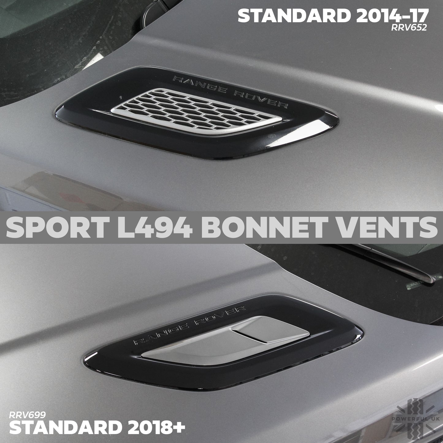 2018 Bonnet Vents (Pair) for Range Rover Sport L494 2018 - Gloss Black