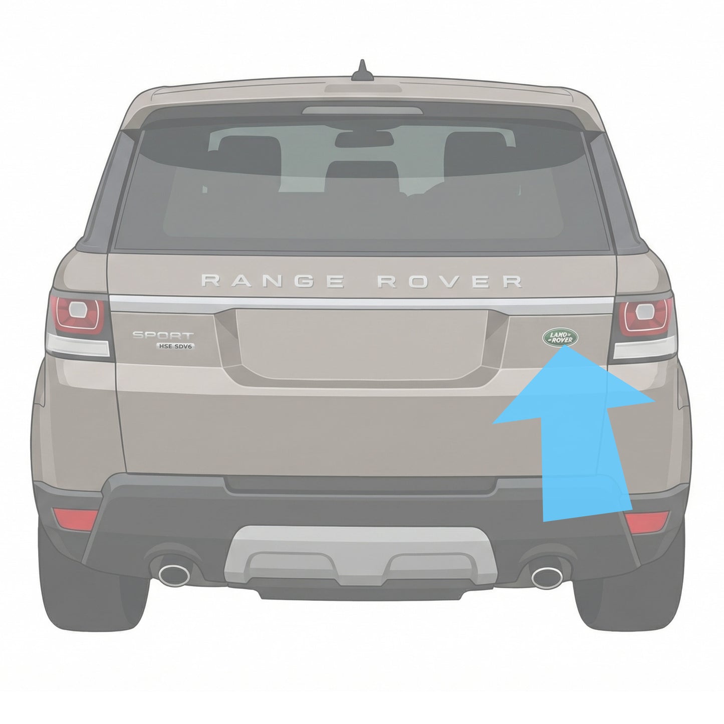 Genuine Rear Tailgate Badge - Green & Silver - for Range Rover Sport L494