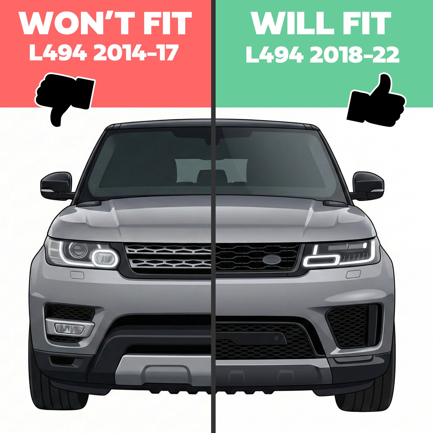 Front Grille in Gloss Black for Range Rover Sport L494 2018-22