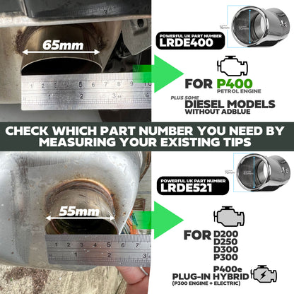 Exhaust Tips for Land Rover Defender L663 (for 55mm exhaust) - Technical Black