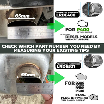 Exhaust Tips for Land Rover Defender L663 (for 55mm exhaust) - Stainless