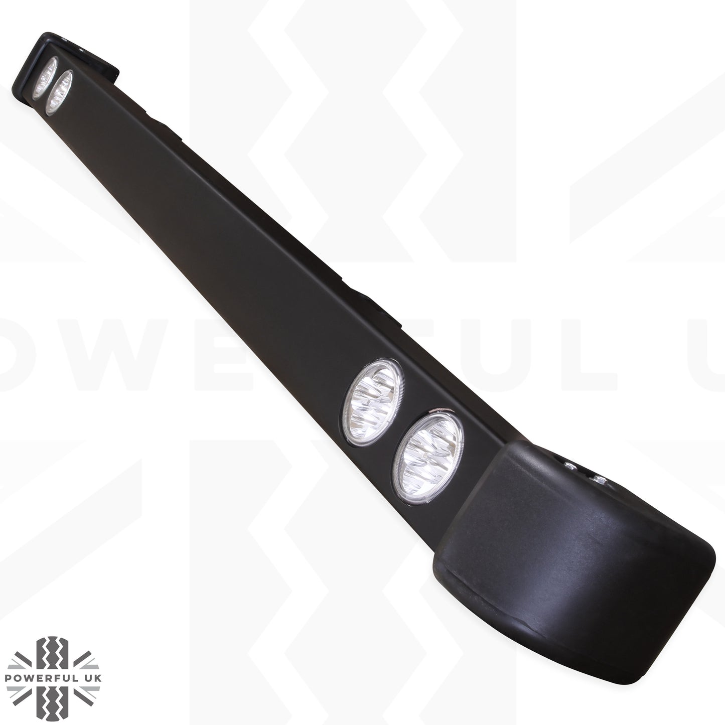 Front Bumper - Black with Round DRL's - for Land Rover Defender