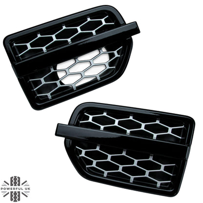 Side Vents - Black Silver - for Land Rover Discovery 4 - PAIR
