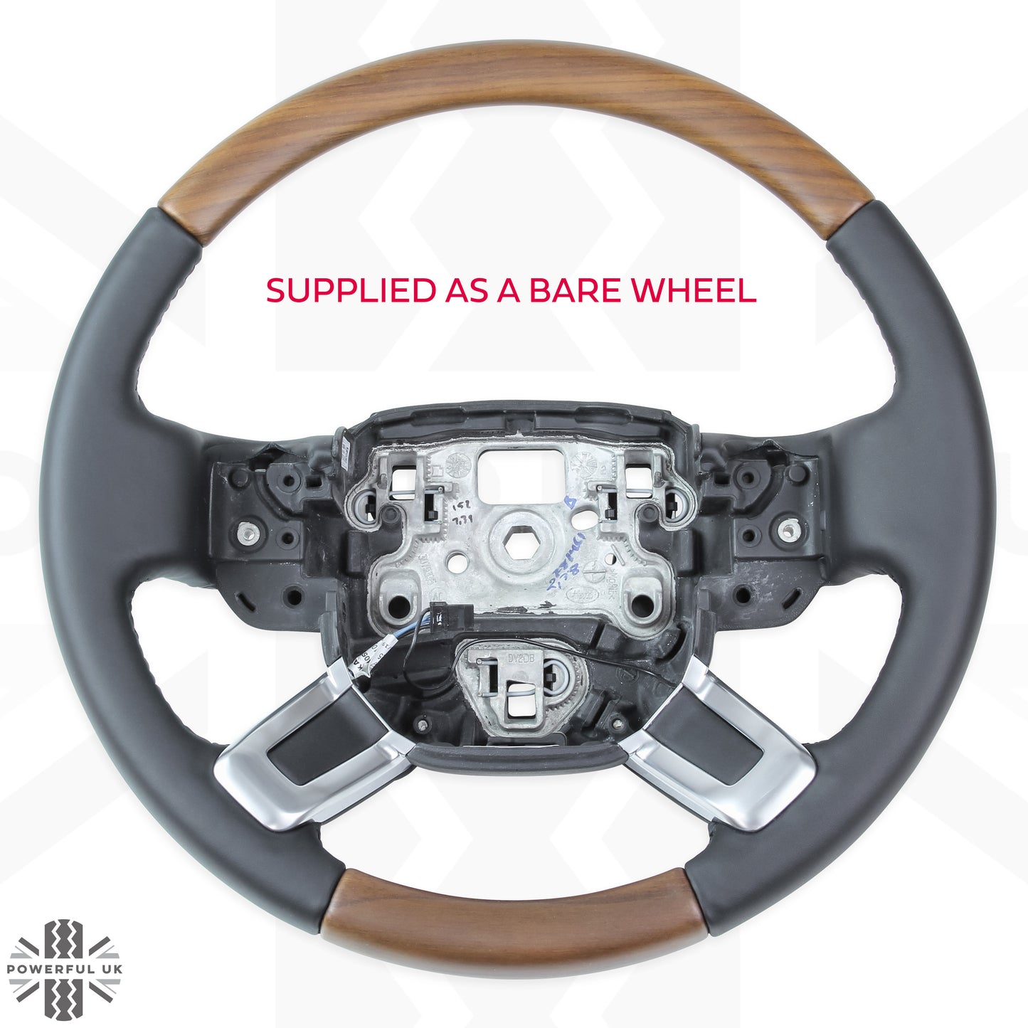 Steering Wheel - Heated - Satin Straight Walnut - Black Leather for Land Rover Discovery 5