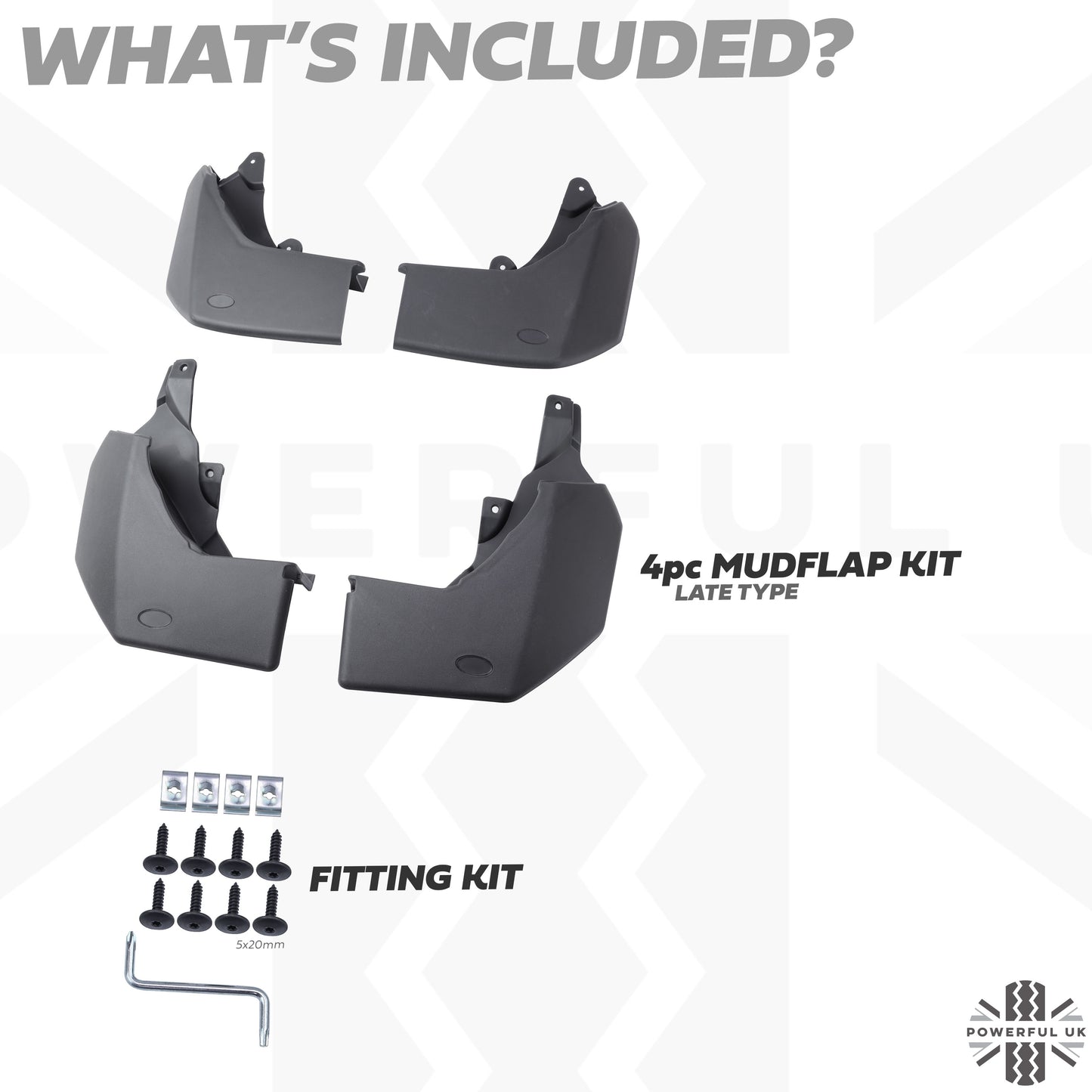 Front & Rear Mudflap Kit for Land Rover Discovery 3/4 - Late Type (2009+)