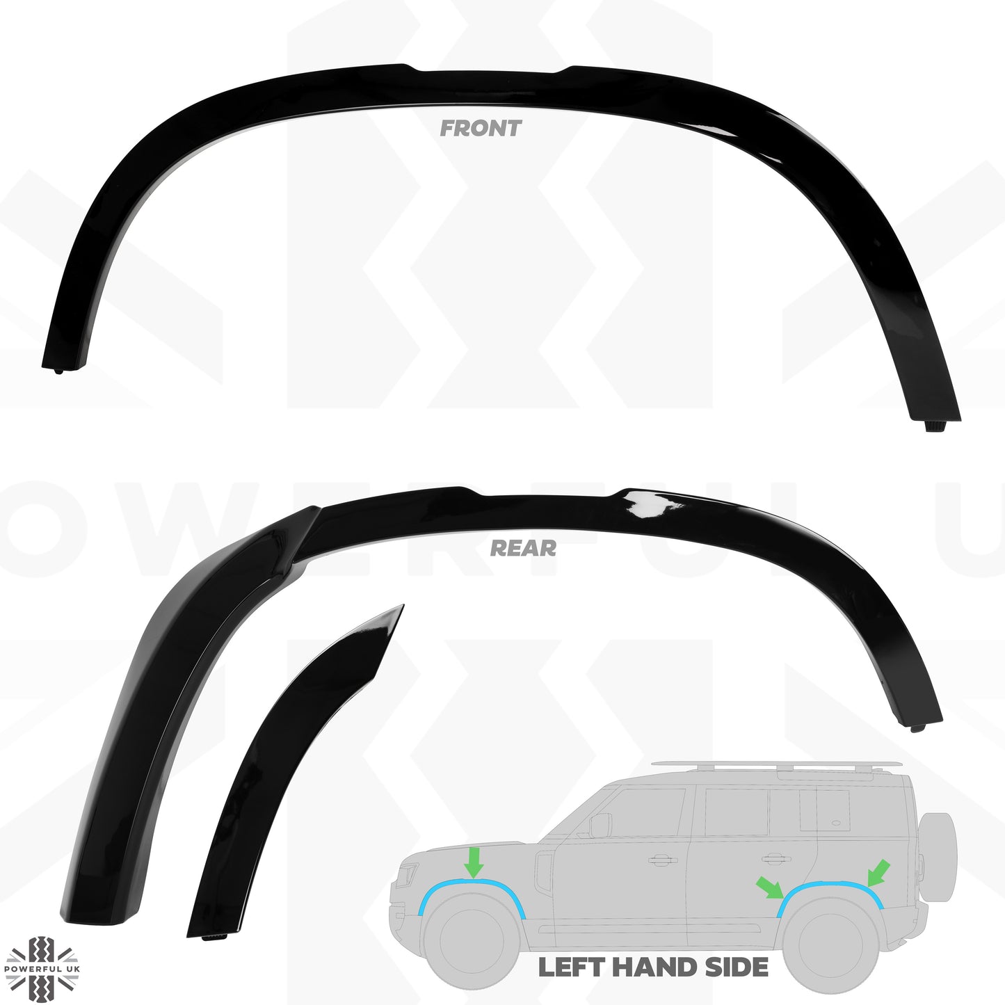 6pc Wheel Arch Kit for Land Rover Defender L663 - ROW - Gloss Black