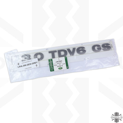 Tailgate Lettering "3.0 TDV6 GS" - Grey (Genuine) - for Land Rover Discovery 3 & 4