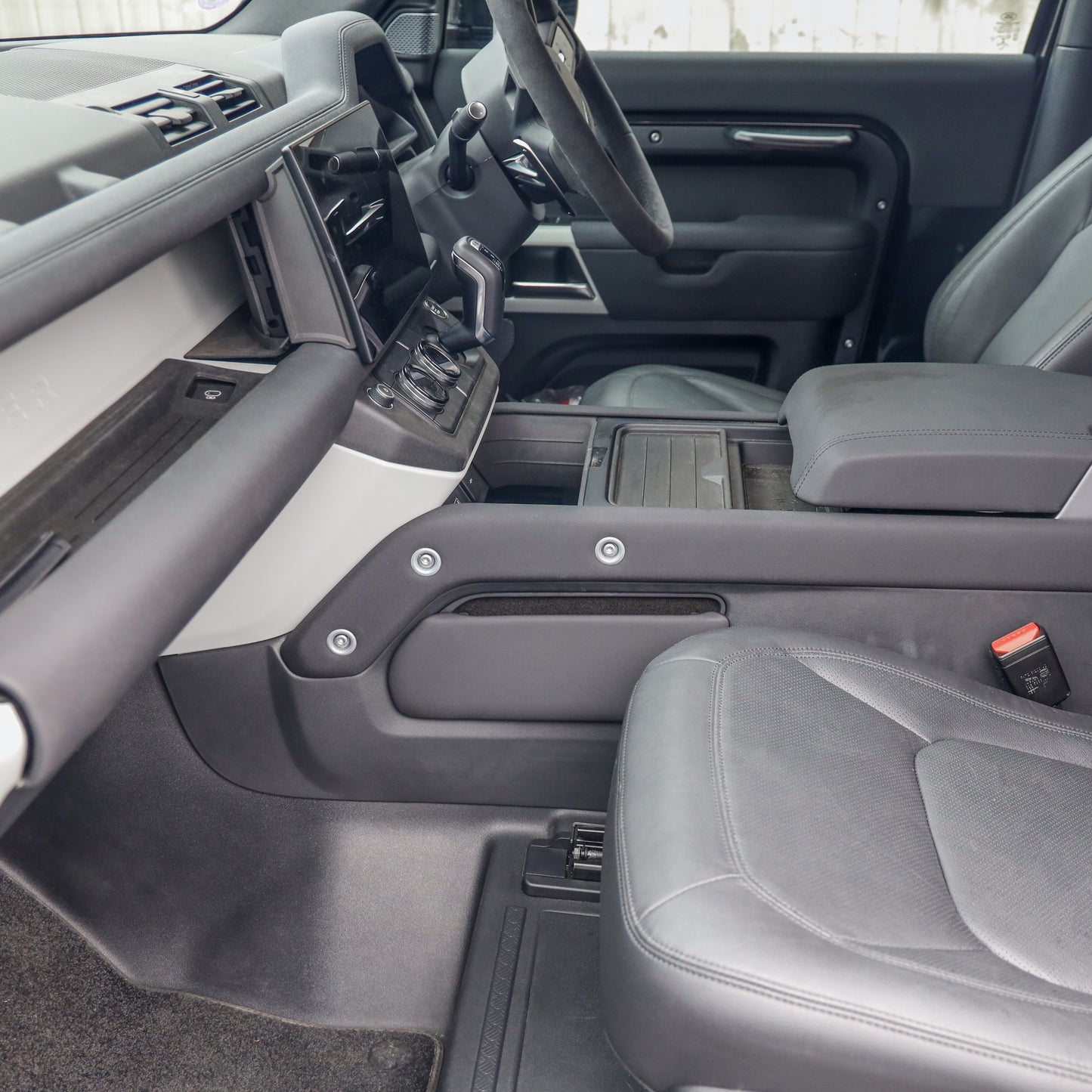 Centre Console Storage Panel for Land Rover Defender L663 in Ebony Black - Left