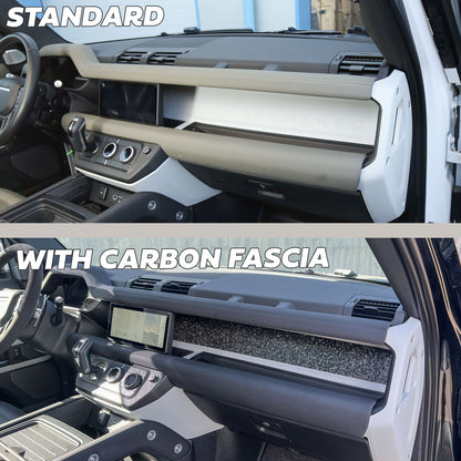 Aluminium Dashboard Fascia Panel Kit for Land Rover Defender L663 (LHD) - Chopped Carbon
