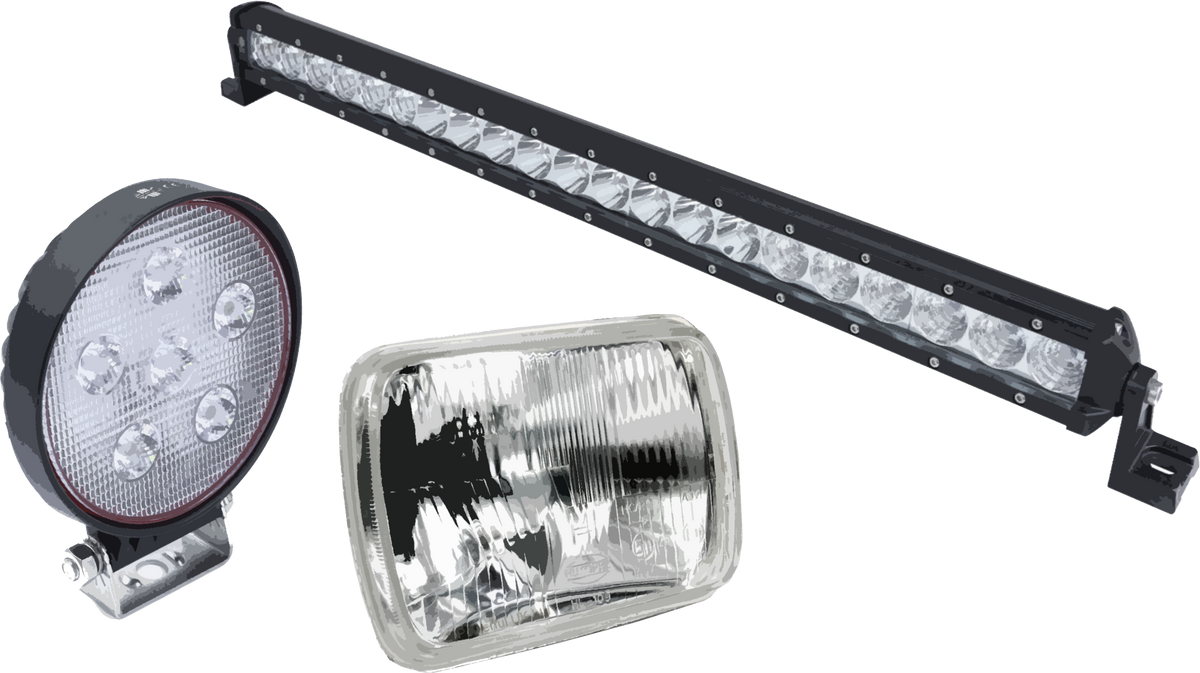 Vehicle lights, light bars and lighting accessories