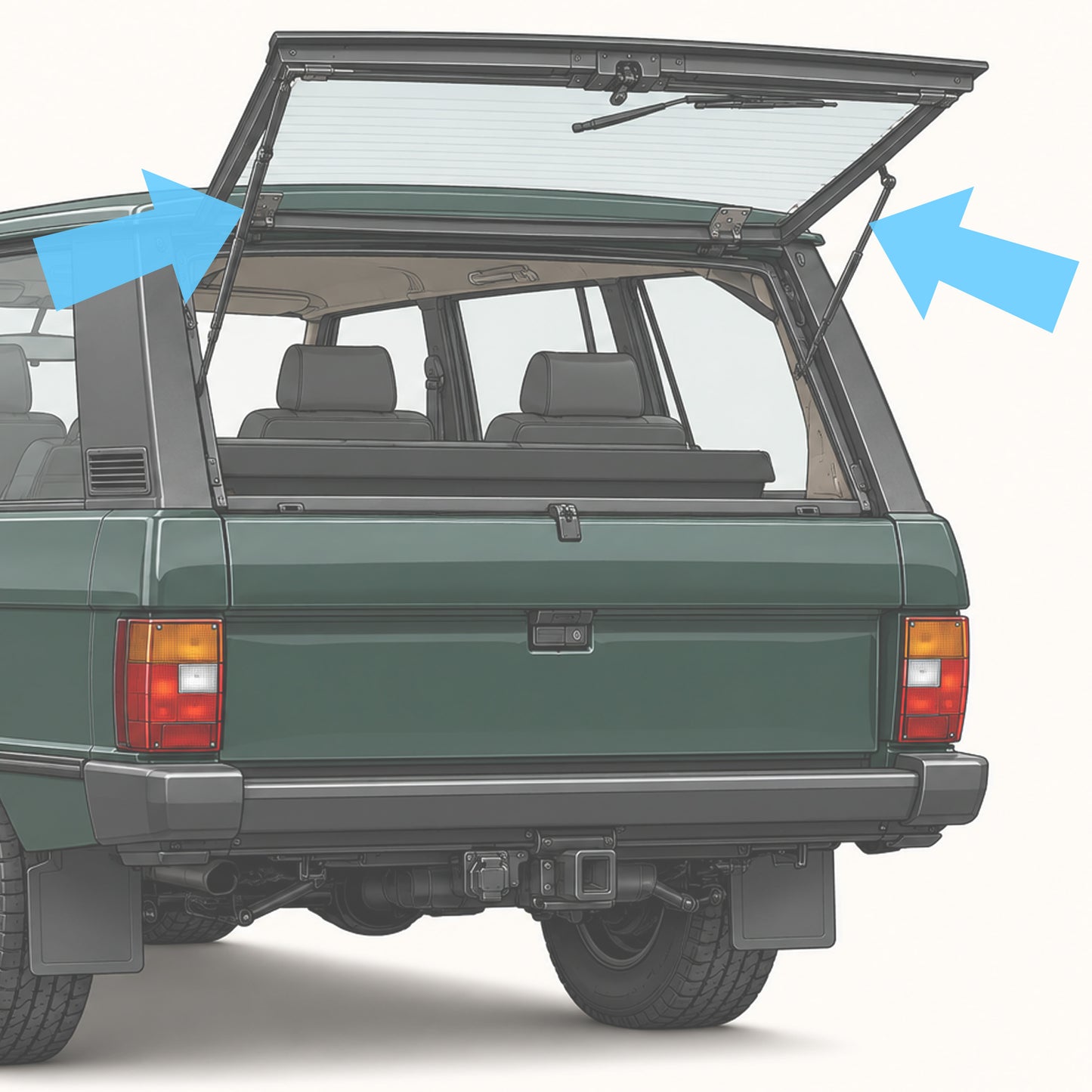 2x Tailgate Gas Struts for Range Rover Classic