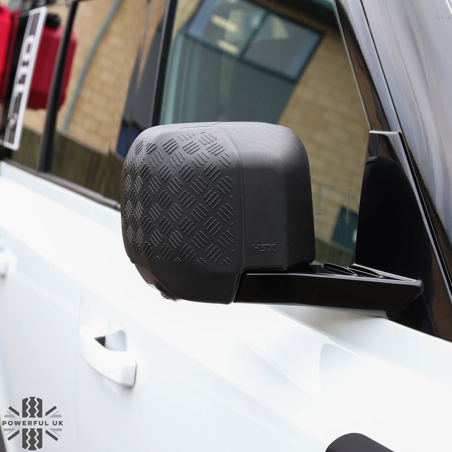 Extended Mirror Covers Chequer Plate  for Land Rover Defender L663 - NO Camera Mount
