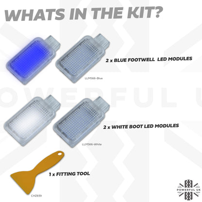 LED Interior Footwell + Boot KIT - Blue + White Ambient Light for Land Rover Defender L663