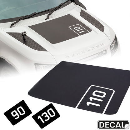Bonnet Decal '90/110/130' - Genuine (shorter) for Land Rover Defender L663